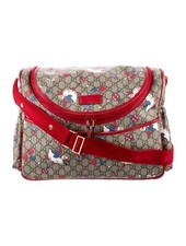 Gucci GG Supreme Ducks Diaper/Nappy Changing Bag w Red Strap | Genuine