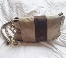 Kipling Narika Leather Shoulder Bag In Green And Brown Light Khaki 