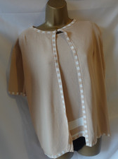 Ladies twin set fawn / white sleeveless top with short sleeve cardigan