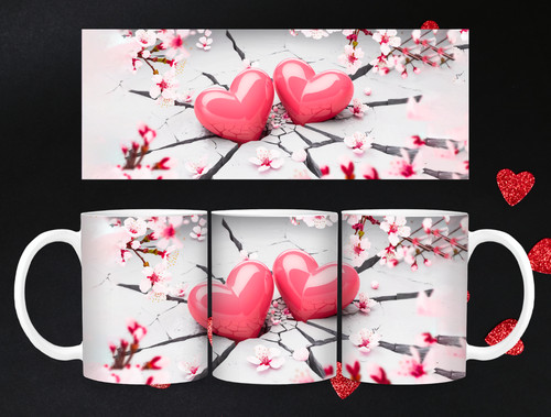 Pink heart valentine - pink, ceramic