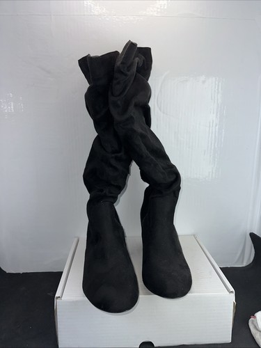 Black faux suede knee - black,