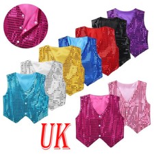 UK Kids Boys Girl Sequins Vest