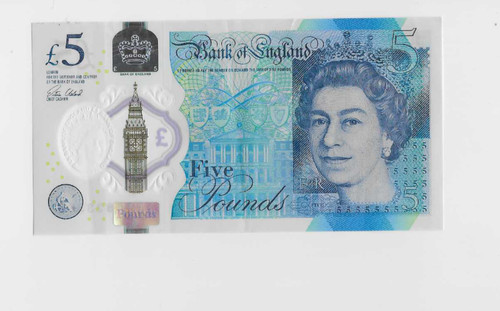 Five pound note polymer - £5,