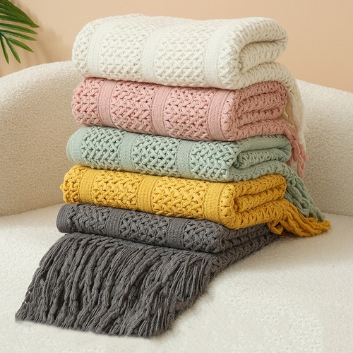 Knitted throw blanket with - knitted,