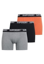 Superdry Boxer Shorts 3 Pack Underwear Mid Length Triple Pack Black Orange Grey