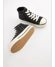 NEXT boys black hightop lace up canvas trainers UK Size 1