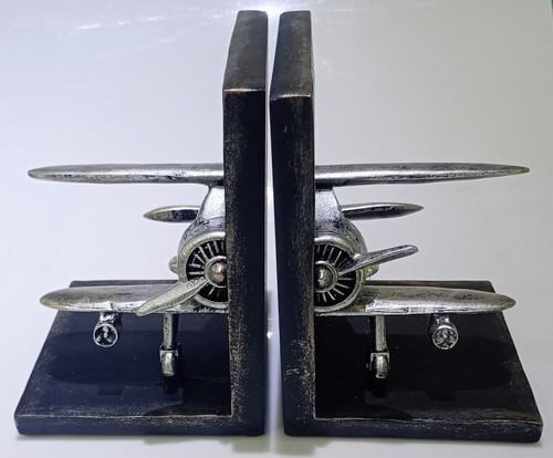 Vintage plane bookends gift - bookends,