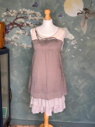Beaded midi dress grey pink - pink, uk