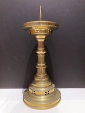 Victorian Gothic Revival Ecclesiastical Brass Pricket Candlestick