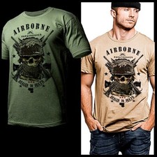 Airborne T-Shirt Military Paratrooper Special Forces Air Assault ww2 helmet tee