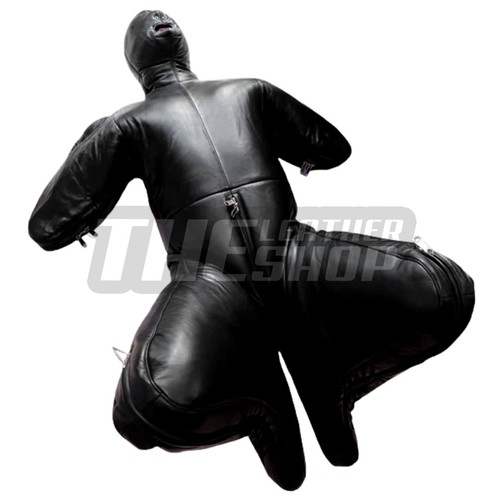 Leather bondage catsuit - leather,