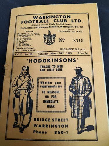 Vintage rugby league programme - league,