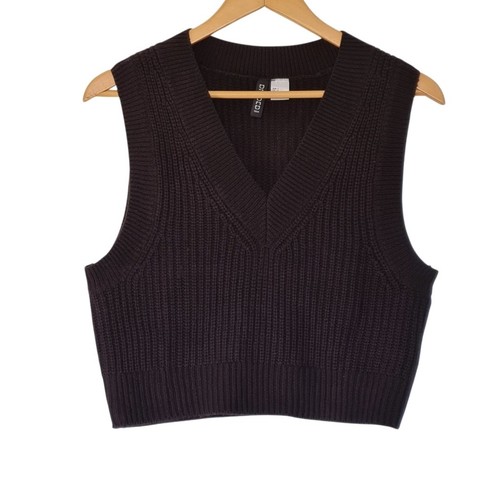 Knit vest black v - knit,