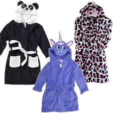Kids Fleece Dressing Gown Childrens Novelty Animal Robe Boys Girls 