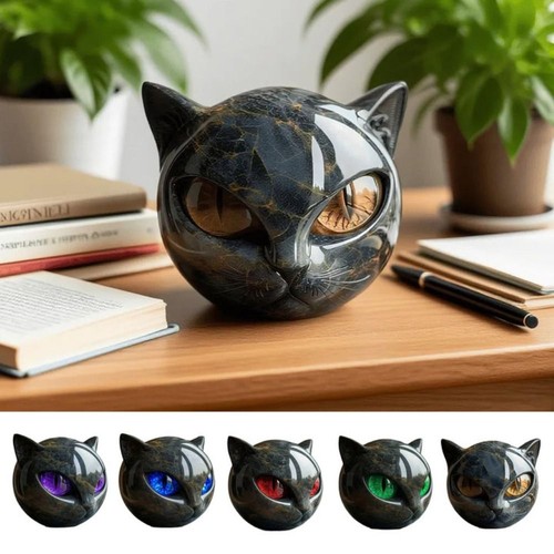 Black cat stone - cat, figurine
