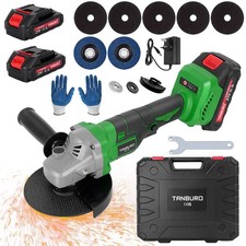21V 125mm Cordless Angle Grinder Brushless with 2Battery & Charger & Disc Kit UK
