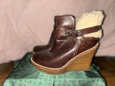 UGG® AUSTRALIA ANAIS MAHOGANY LEATHER BOOTS UK3/EU36  RRP £180