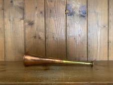 vintage copper and brass hunting horn, hunting, horn