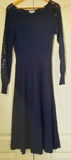 NWOT Kaliko Size 12 Navy Blue Lace Detail Fine Knit Midi Dress. New Long Sleeve