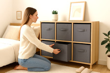 Cube Storage Boxes Fabric Box Organiser Foldable Collapsible Canvas Basket