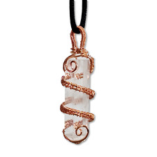 Quartz Pendant Copper Scroll Gemstone All Healer Anti Hex Gem Necklace Jewellery