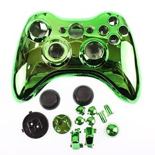 Replacement Custom Chrome Green Xbox 360 Controller Shell Case.