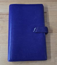 Rare! Filofax Boston Violet Compact Slim Personal Ring Leather Organiser - VGC!