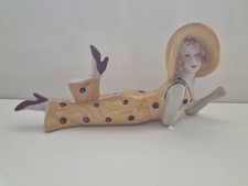 ART DECO 1920s STYLE  PORCELAIN "BATHING BELLE" LADY FIGURINE / PIN CUSHION DOLL