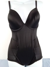 M&S Shapewear Bodysuit Black Cool Comfort Firm Control Plunge Underwired NWOT F2