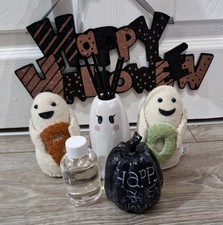 Joblot Bundle 5x Halloween Items - Tkmaxx Felt Ghosts/pumpkin/Reed Diffuser/sign