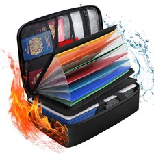 Fireproof Waterproof Document Box with Lock Capacity Filing Storage Organiser