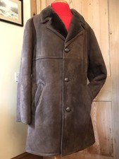 VINTAGE 70s MENS REAL SHEEPSKIN SHEARLING COAT 42 MORLANDS BROWN QUALITY ENGLAND