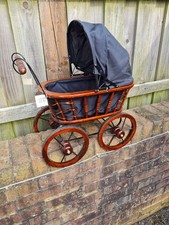 Vintage wicker baby - doll, pram