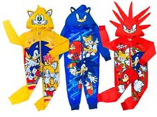 Sonic The Hedgehog Boys Girls Hooded 1Onesie All in One Pyjamas, Age 4-14 Years