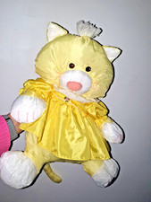PUFFALUMP yellow Cat kitten soft NYLON toy + CLOTHES FISHER PRICE VINTAGE
