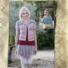 Sirdar Crofter knitting pattern 7230. DK cropped cardigan 24-46" Original