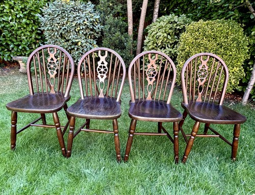 Set vintage oak wheelback - of,