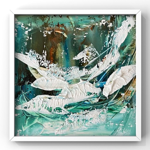 Abstract seascape framed oil - abstract,