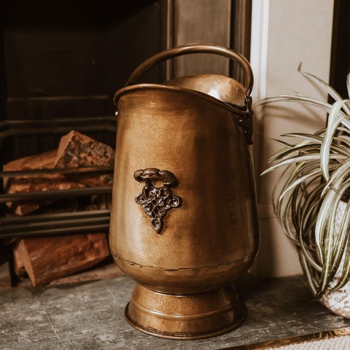Antique brass coal scuttle - brass,