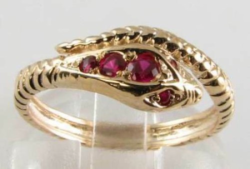 Snake 9ct gold ruby coiled - 9ct,