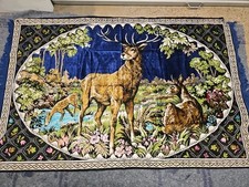 Vtg Rug Tapestry Velvet Deer