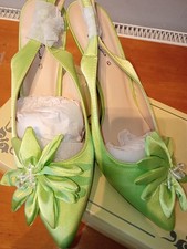 Womens Lime Satin Shoes With