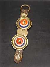 Victorian Bulls Eye Horse Brasses on Strap Antique Brass 1800s Great Condition