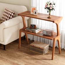Solid Wood End Table 2-Tier