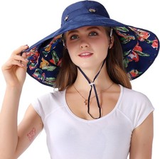 Packable Extra Large Brim Floppy Sun Hat Reversible UPF 50+ Beach Sun Bucket Ha