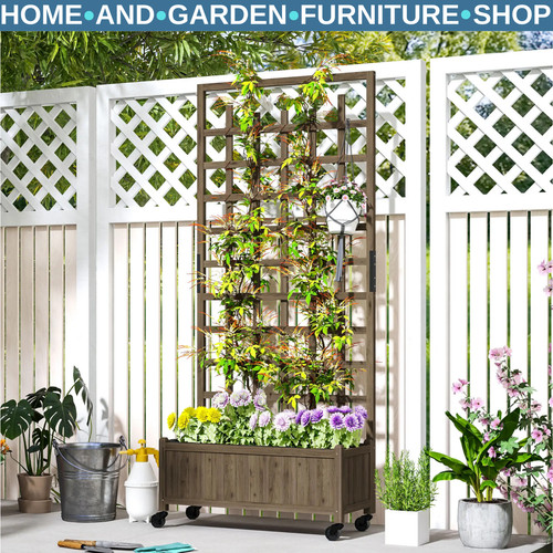 Wooden trellis planter raised - planter,