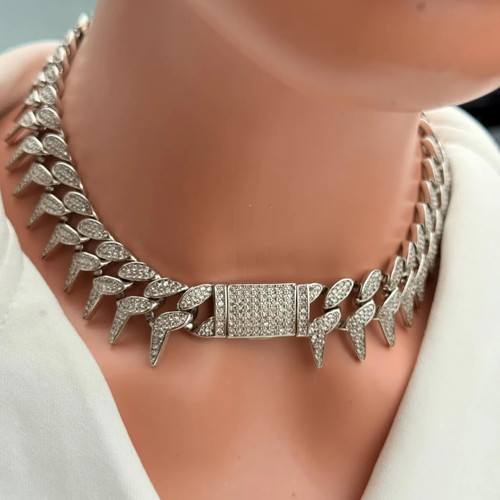 Silver iced out cuban chain - iced,
