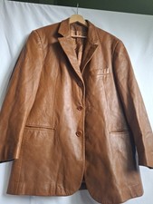 Tan, Brown, Vintage, Mens Leather Jacket Blazer 3xl Size 50