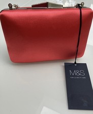 M&S Red Satin Clutch Bag With