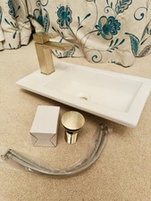 White Vanity Basin Sink & GOLD